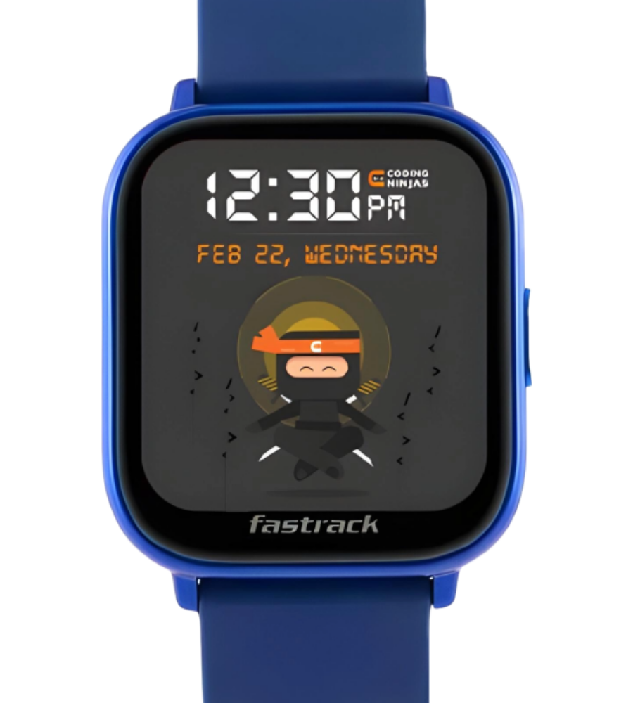 Fastrack Smart Watch Blue Silicone Strap Customized for Coding Ninja