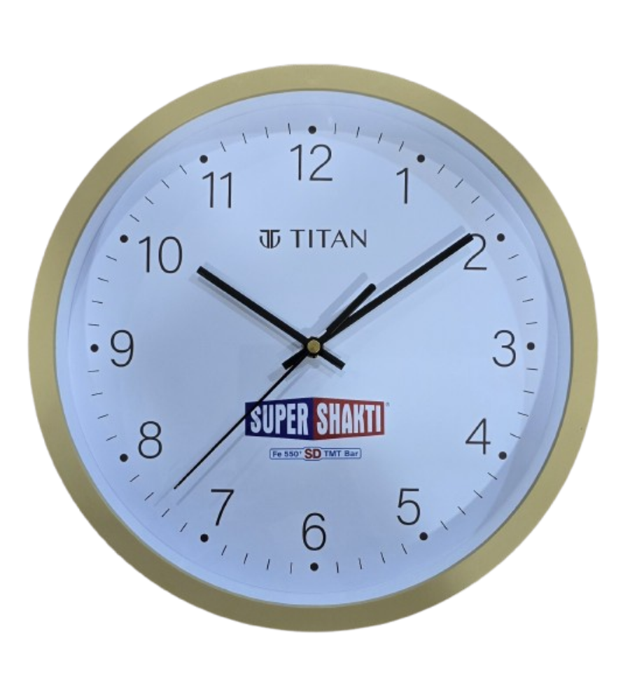 Titan Classic Quartz Analog White Dial Wall Clock Customized for Super Smelters